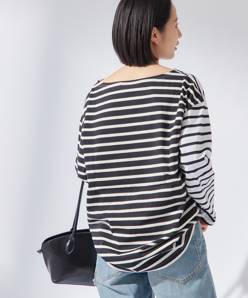journal standard L'essage（ジャーナルスタンダードレサージュ）の「《追加》別注【Leminor/ルミノア】クレイジーボーダー：カットソー（Tシャツ/カットソー・レディース・ブラック/アイボリー・3）」の20枚目の写真