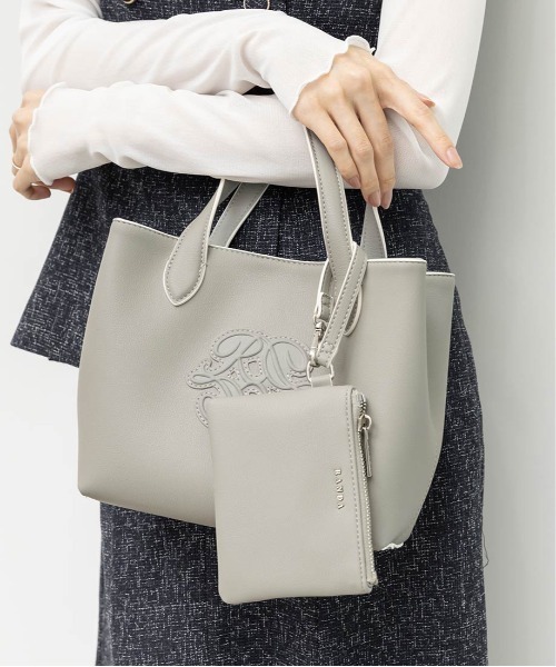 RANDA（ランダ）の「2WAY ポーチ付きモノグラムエンボストートバッグ（トートバッグ・レディース・ブラック/アイボリー/グレー・FREE）」の7枚目の写真