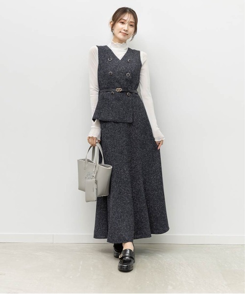 RANDA（ランダ）の「2WAY ポーチ付きモノグラムエンボストートバッグ（トートバッグ・レディース・ブラック/アイボリー/グレー・FREE）」の9枚目の写真