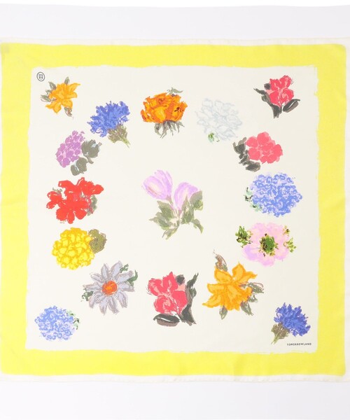 TOMORROWLAND (トゥモローランド)の「Atelier TOMORROWLAND PAINT FLOWER シルクスカーフ(バンダナ/スカーフ・レディース・イエロー系その他2/ネイビー・FREE)」の7枚目の写真