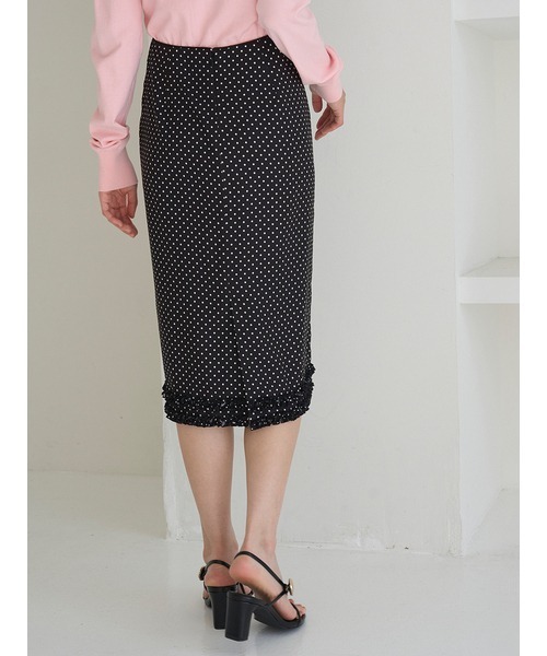 SNIDEL(スナイデル)の「フリルディテールミディスカート(スカート・レディース・ドット/ブラック・0/1)」の9枚目の写真