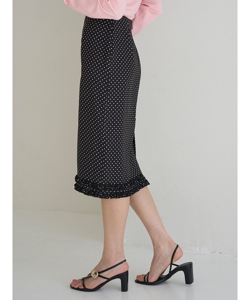 SNIDEL(スナイデル)の「フリルディテールミディスカート(スカート・レディース・ドット/ブラック・0/1)」の10枚目の写真