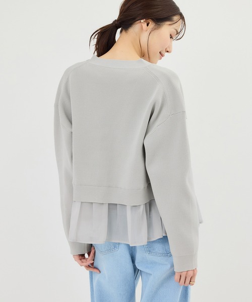 ROPE' PICNIC（ロペピクニック）の「異素材ドッキングニットカーディガン/イージーケア（カーディガン/ボレロ・レディース・ライトグレー/ブラック/オフホワイト・FREE）」の14枚目の写真