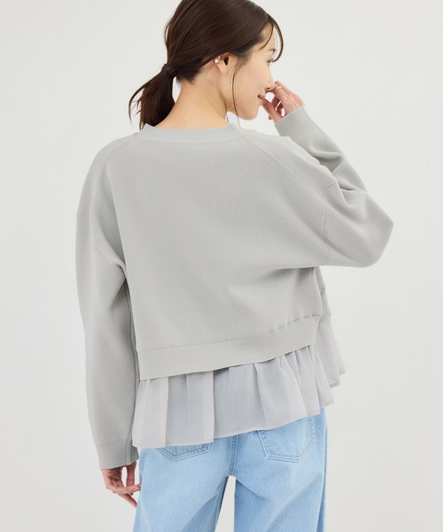 ROPE' PICNIC（ロペピクニック）の「異素材ドッキングニットカーディガン/イージーケア（カーディガン/ボレロ・レディース・ライトグレー/ブラック/オフホワイト・FREE）」の15枚目の写真