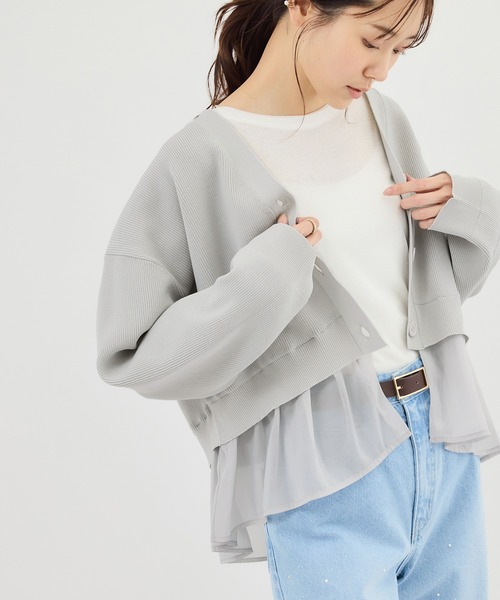 ROPE' PICNIC（ロペピクニック）の「異素材ドッキングニットカーディガン/イージーケア（カーディガン/ボレロ・レディース・ライトグレー/ブラック/オフホワイト・FREE）」の17枚目の写真