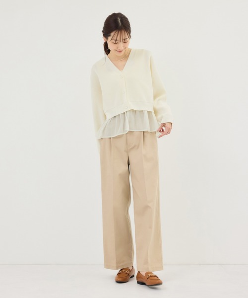 ROPE' PICNIC（ロペピクニック）の「異素材ドッキングニットカーディガン/イージーケア（カーディガン/ボレロ・レディース・ライトグレー/ブラック/オフホワイト・FREE）」の19枚目の写真