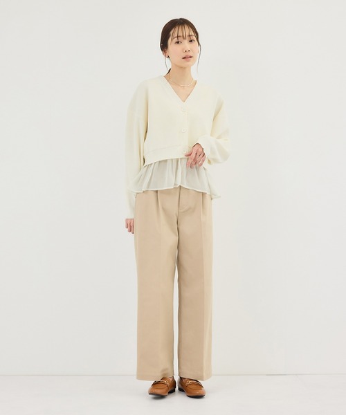 ROPE' PICNIC（ロペピクニック）の「異素材ドッキングニットカーディガン/イージーケア（カーディガン/ボレロ・レディース・ライトグレー/ブラック/オフホワイト・FREE）」の20枚目の写真