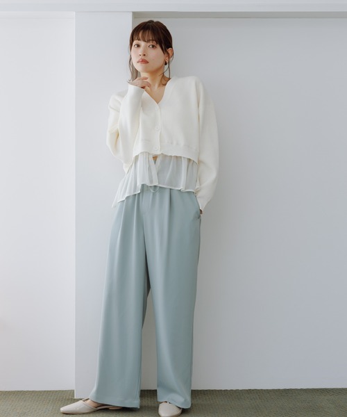 ROPE' PICNIC(ロペピクニック)の「異素材ドッキングニットカーディガン/イージーケア(カーディガン/ボレロ・レディース・ライトグレー/ブラック/オフホワイト・FREE)」の6枚目の写真