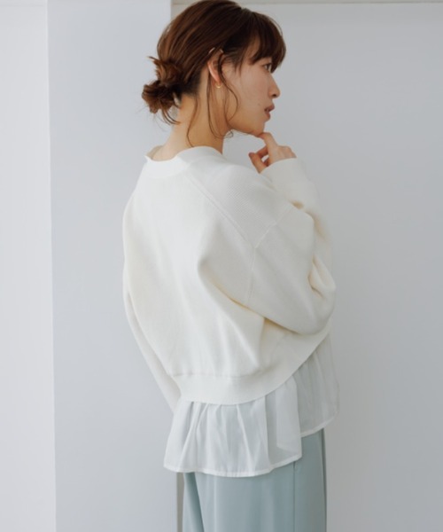 ROPE' PICNIC(ロペピクニック)の「異素材ドッキングニットカーディガン/イージーケア(カーディガン/ボレロ・レディース・ライトグレー/ブラック/オフホワイト・FREE)」の5枚目の写真