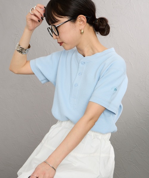 Faith（-）の「[FAITH MILLS CORP/フェイスミルズ] ヘンリーネック サーマルカットソー（Tシャツ/カットソー・レディース・サックスブルー/オートミール/イエロー/ピンク/チャコールグレー・M）」の3枚目の写真