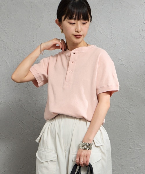 Faith（-）の「[FAITH MILLS CORP/フェイスミルズ] ヘンリーネック サーマルカットソー（Tシャツ/カットソー・レディース・サックスブルー/オートミール/イエロー/ピンク/チャコールグレー・M）」の5枚目の写真