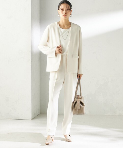 SHIPS（シップス）の「〈接触冷感 / UVカット〉Refinel カラーレス ジャケット（セレモニー対応可）（ノーカラージャケット・レディース・ベージュ系/アイボリー/ネイビー・40/38/36/34）」の4枚目の写真