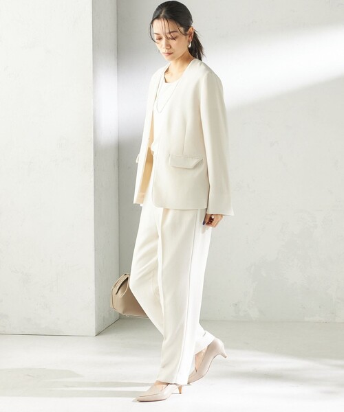 SHIPS（シップス）の「〈接触冷感 / UVカット〉Refinel カラーレス ジャケット（セレモニー対応可）（ノーカラージャケット・レディース・ベージュ系/アイボリー/ネイビー・40/38/36/34）」の5枚目の写真