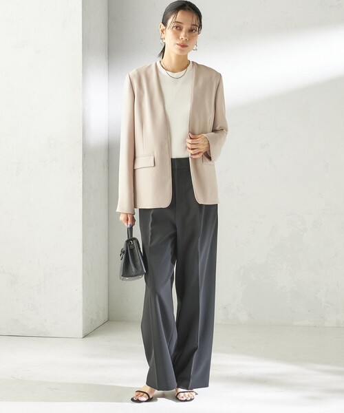 SHIPS（シップス）の「〈接触冷感 / UVカット〉Refinel カラーレス ジャケット（セレモニー対応可）（ノーカラージャケット・レディース・ベージュ系/アイボリー/ネイビー・40/38/36/34）」の12枚目の写真