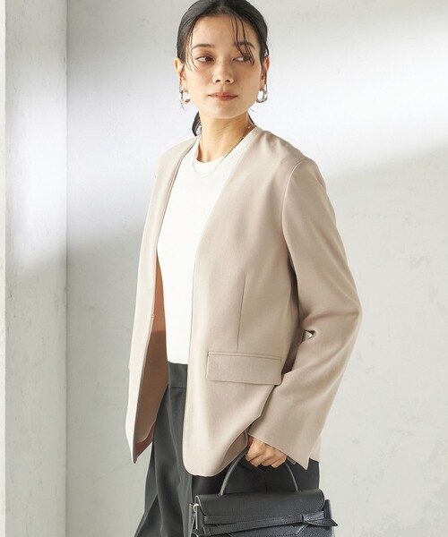 SHIPS（シップス）の「〈接触冷感 / UVカット〉Refinel カラーレス ジャケット（セレモニー対応可）（ノーカラージャケット・レディース・ベージュ系/アイボリー/ネイビー・40/38/36/34）」の17枚目の写真