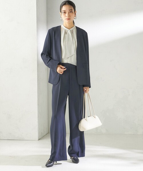 SHIPS（シップス）の「〈接触冷感 / UVカット〉Refinel カラーレス ジャケット（セレモニー対応可）（ノーカラージャケット・レディース・ベージュ系/アイボリー/ネイビー・40/38/36/34）」の20枚目の写真