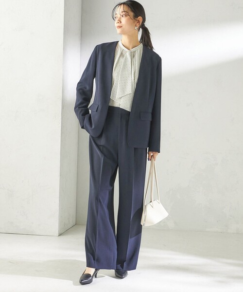 SHIPS（シップス）の「〈接触冷感 / UVカット〉Refinel カラーレス ジャケット（セレモニー対応可）（ノーカラージャケット・レディース・ベージュ系/アイボリー/ネイビー・40/38/36/34）」の21枚目の写真