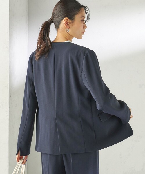 SHIPS(シップス)の「〈接触冷感 / UVカット〉Refinel カラーレス ジャケット(セレモニー対応可)(ノーカラージャケット・レディース・ベージュ系/アイボリー/ネイビー・40/38/36/34)」の16枚目の写真