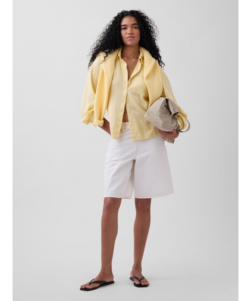 GAP（ギャップ）の「リネンブレンド オーバーサイズシャツ（シャツ/ブラウス・レディース・ブラック/ピンク/ホワイト/ブルー/ベージュ/イエロー・XXS/L/M/S/XS）」の8枚目の写真