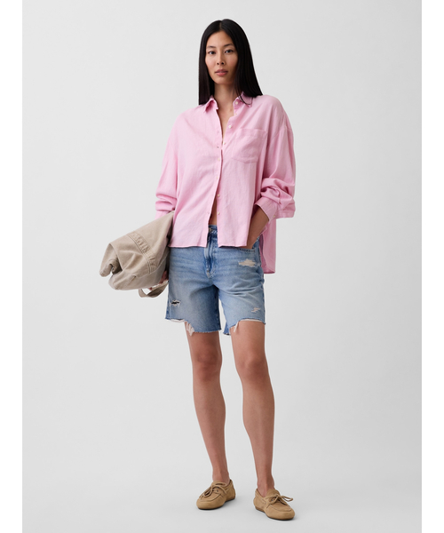 GAP（ギャップ）の「リネンブレンド オーバーサイズシャツ（シャツ/ブラウス・レディース・ブラック/ピンク/ホワイト/ブルー/ベージュ/イエロー・XXS/L/M/S/XS）」の21枚目の写真