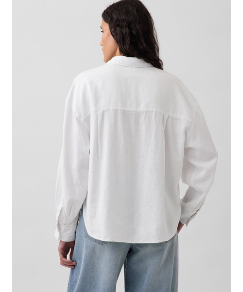 GAP（ギャップ）の「リネンブレンド オーバーサイズシャツ（シャツ/ブラウス・レディース・ブラック/ピンク/ホワイト/ブルー/ベージュ/イエロー・XXS/L/M/S/XS）」の19枚目の写真