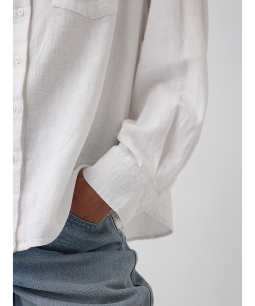GAP（ギャップ）の「リネンブレンド オーバーサイズシャツ（シャツ/ブラウス・レディース・ブラック/ピンク/ホワイト/ブルー/ベージュ/イエロー・XXS/L/M/S/XS）」の13枚目の写真