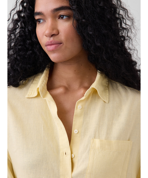 GAP（ギャップ）の「リネンブレンド オーバーサイズシャツ（シャツ/ブラウス・レディース・ブラック/ピンク/ホワイト/ブルー/ベージュ/イエロー・XXS/L/M/S/XS）」の11枚目の写真