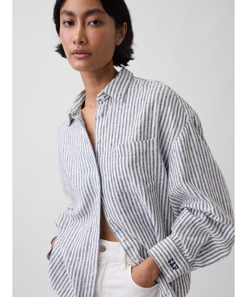 GAP（ギャップ）の「リネンブレンド オーバーサイズシャツ（シャツ/ブラウス・レディース・ブラック/ピンク/ホワイト/ブルー/ベージュ/イエロー・XXS/L/M/S/XS）」の5枚目の写真