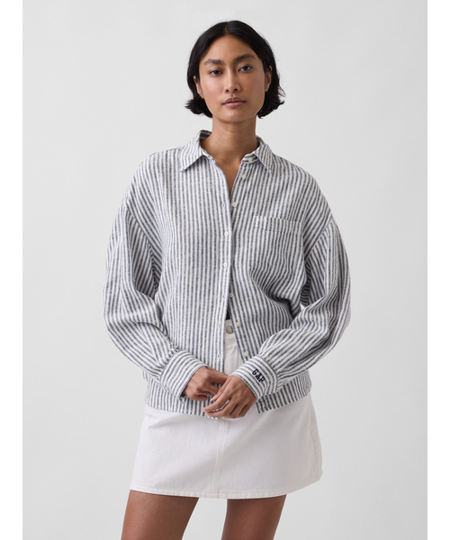 GAP（ギャップ）の「リネンブレンド オーバーサイズシャツ（シャツ/ブラウス・レディース・ブラック/ピンク/ホワイト/ブルー/ベージュ/イエロー・XXS/L/M/S/XS）」の7枚目の写真