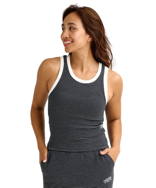 BILLABONG(ビラボン)の「BILLABONG ウィメンズ 2WAY STRIPED RIB TAN タンクトップ 【2026年春夏モデル】/ビラボンショート丈リブタンク(タンクトップ・レディース・ブラック/ホワイト・MEDIUM)」の2枚目の写真