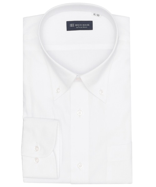 TOKYO SHIRTS(トウキョウシャツ)の「形態安定ノンアイロン ボタンダウン 長袖ビジネスワイシャツ(大きいサイズ・長いサイズ)(ビジネスシャツ・メンズ・ホワイト・首回り39cm-裄丈88cm/首回り41cm-裄丈90cm/首回り42cm-裄丈90cm/首回り43cm-裄丈90cm/首回り45cm-裄丈82cm/首回り45cm-裄丈86cm/首回り45cm-裄丈90cm/首回り47cm-裄丈86cm/首回り47cm-裄丈90cm)」の1枚目の写真