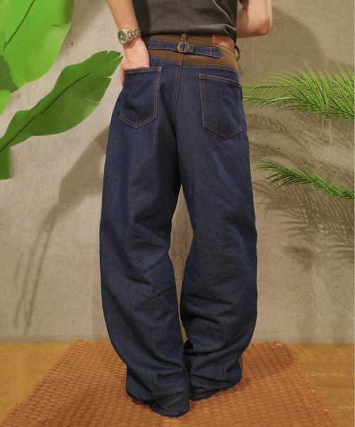 Zooodle(ズードル)の「Switching wide denim pants - 切替ワイドデニムパンツ -(デニムパンツ・メンズ・インディゴブルー・MEDIUM/LARGE)」の1枚目の写真