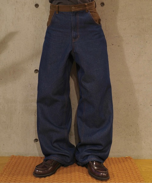 Zooodle(ズードル)の「Switching wide denim pants - 切替ワイドデニムパンツ -(デニムパンツ・メンズ・インディゴブルー・MEDIUM/LARGE)」の2枚目の写真