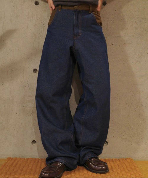 Zooodle(ズードル)の「Switching wide denim pants - 切替ワイドデニムパンツ -(デニムパンツ・メンズ・インディゴブルー・MEDIUM/LARGE)」の3枚目の写真
