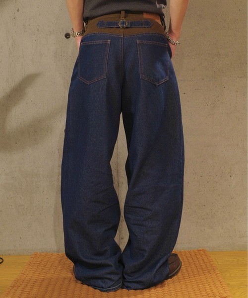 Zooodle(ズードル)の「Switching wide denim pants - 切替ワイドデニムパンツ -(デニムパンツ・メンズ・インディゴブルー・MEDIUM/LARGE)」の4枚目の写真