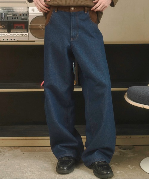 Zooodle(ズードル)の「Switching wide denim pants - 切替ワイドデニムパンツ -(デニムパンツ・メンズ・インディゴブルー・MEDIUM/LARGE)」の17枚目の写真