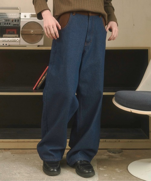 Zooodle(ズードル)の「Switching wide denim pants - 切替ワイドデニムパンツ -(デニムパンツ・メンズ・インディゴブルー・MEDIUM/LARGE)」の19枚目の写真