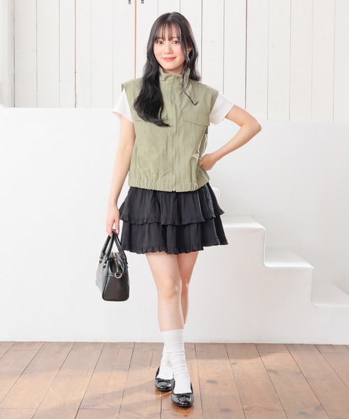 Honeys(ハニーズ)の「裏地パンツ付ティアードスカート(スカート・キッズ・ホワイト/アイボリー/ブラック・150cm/L/M/S)」の13枚目の写真