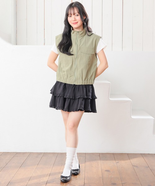 Honeys(ハニーズ)の「裏地パンツ付ティアードスカート(スカート・キッズ・ホワイト/アイボリー/ブラック・150cm/L/M/S)」の14枚目の写真