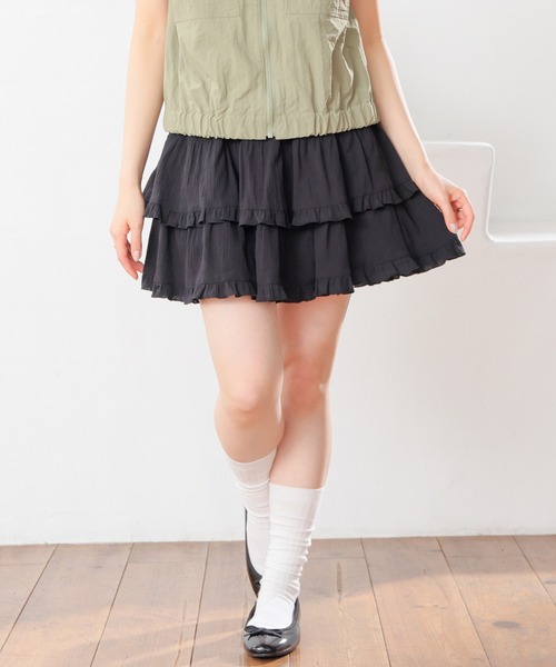 Honeys(ハニーズ)の「裏地パンツ付ティアードスカート(スカート・キッズ・ホワイト/アイボリー/ブラック・150cm/L/M/S)」の15枚目の写真