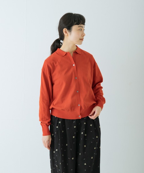 かぐれ(カグレ)の「コットンハイゲージポロニットカーディガン(カーディガン/ボレロ・レディース・レッド/ブラック・FREE)」の1枚目の写真