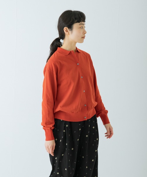 かぐれ(カグレ)の「コットンハイゲージポロニットカーディガン(カーディガン/ボレロ・レディース・レッド/ブラック・FREE)」の3枚目の写真