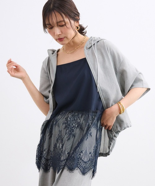 BARNYARDSTORM（バンヤードストーム）の「BARNYARDSTORM / サテンレースキャミ【『ネルソンさん』YouTubeご紹介アイテム】（キャミソール・レディース・ブラウン/ホワイト/ブラック/チャコールグレー/キャメル/ネイビー・FREE）」の5枚目の写真