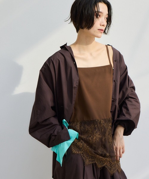 BARNYARDSTORM（バンヤードストーム）の「BARNYARDSTORM / サテンレースキャミ【『ネルソンさん』YouTubeご紹介アイテム】（キャミソール・レディース・ブラウン/ホワイト/ブラック/チャコールグレー/キャメル/ネイビー・FREE）」の8枚目の写真