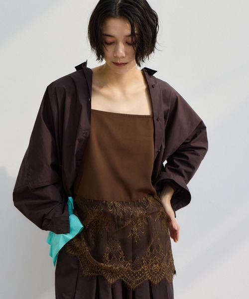 BARNYARDSTORM（バンヤードストーム）の「BARNYARDSTORM / サテンレースキャミ【『ネルソンさん』YouTubeご紹介アイテム】（キャミソール・レディース・ブラウン/ホワイト/ブラック/チャコールグレー/キャメル/ネイビー・FREE）」の9枚目の写真