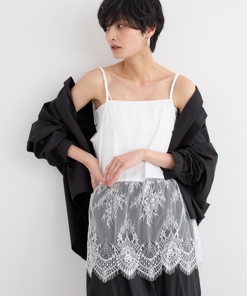 BARNYARDSTORM（バンヤードストーム）の「BARNYARDSTORM / サテンレースキャミ【『ネルソンさん』YouTubeご紹介アイテム】（キャミソール・レディース・ブラウン/ホワイト/ブラック/チャコールグレー/キャメル/ネイビー・FREE）」の11枚目の写真