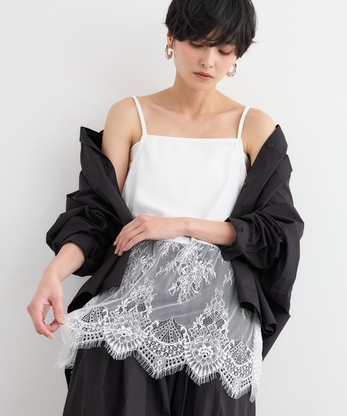 BARNYARDSTORM（バンヤードストーム）の「BARNYARDSTORM / サテンレースキャミ【『ネルソンさん』YouTubeご紹介アイテム】（キャミソール・レディース・ブラウン/ホワイト/ブラック/チャコールグレー/キャメル/ネイビー・FREE）」の18枚目の写真