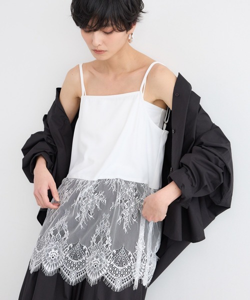 BARNYARDSTORM（バンヤードストーム）の「BARNYARDSTORM / サテンレースキャミ【『ネルソンさん』YouTubeご紹介アイテム】（キャミソール・レディース・ブラウン/ホワイト/ブラック/チャコールグレー/キャメル/ネイビー・FREE）」の17枚目の写真