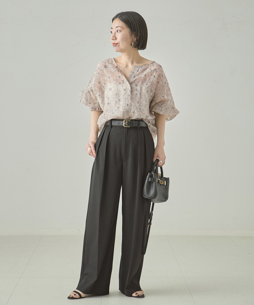 journal standard L'essage(ジャーナルスタンダードレサージュ)の「ヴィスポリギャバ パンツ(スラックス・レディース・グレー/ネイビー・36/34/38)」の3枚目の写真