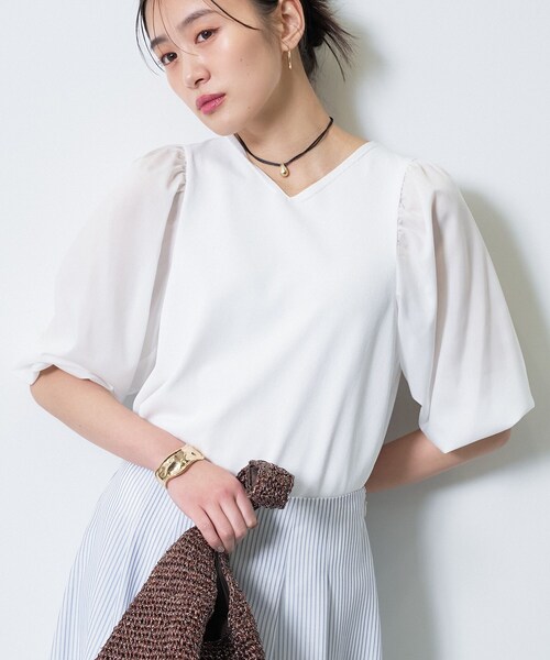 INDIVI(インディヴィ)の「【洗える/袖丈調整可能】シャツコンビニット(ニット/セーター・レディース・ブラック/ブラウン系その他/ライトイエロー系/ホワイト・38/05/13/15 /19/34)」の10枚目の写真